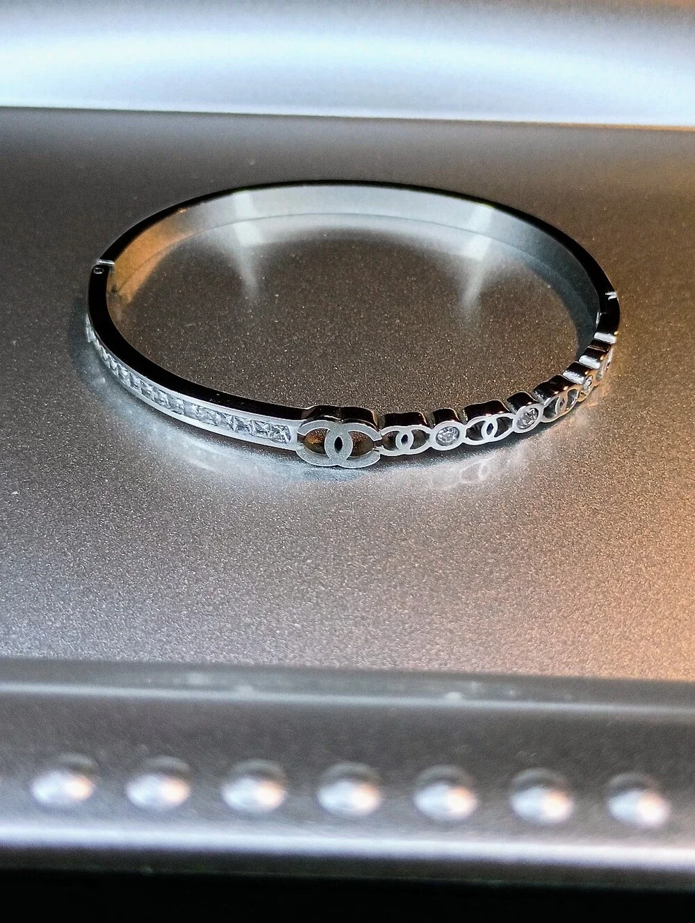 New Silver Crystal Accent Women's Bangle Bracelet